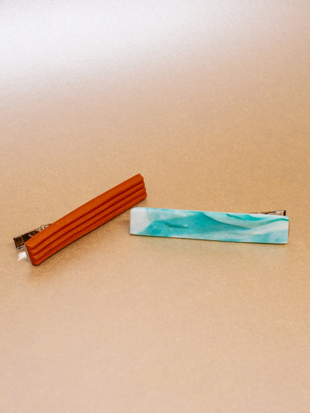 Long Hair Clip Slider with Handmade Clay - B A R R E