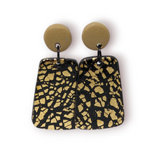 Load image into Gallery viewer, Geometric Black &amp; Gold Clay Earrings - A N G G I T A Y
